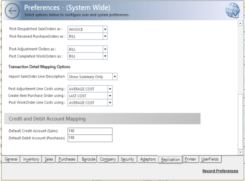 Xero Default Account Example